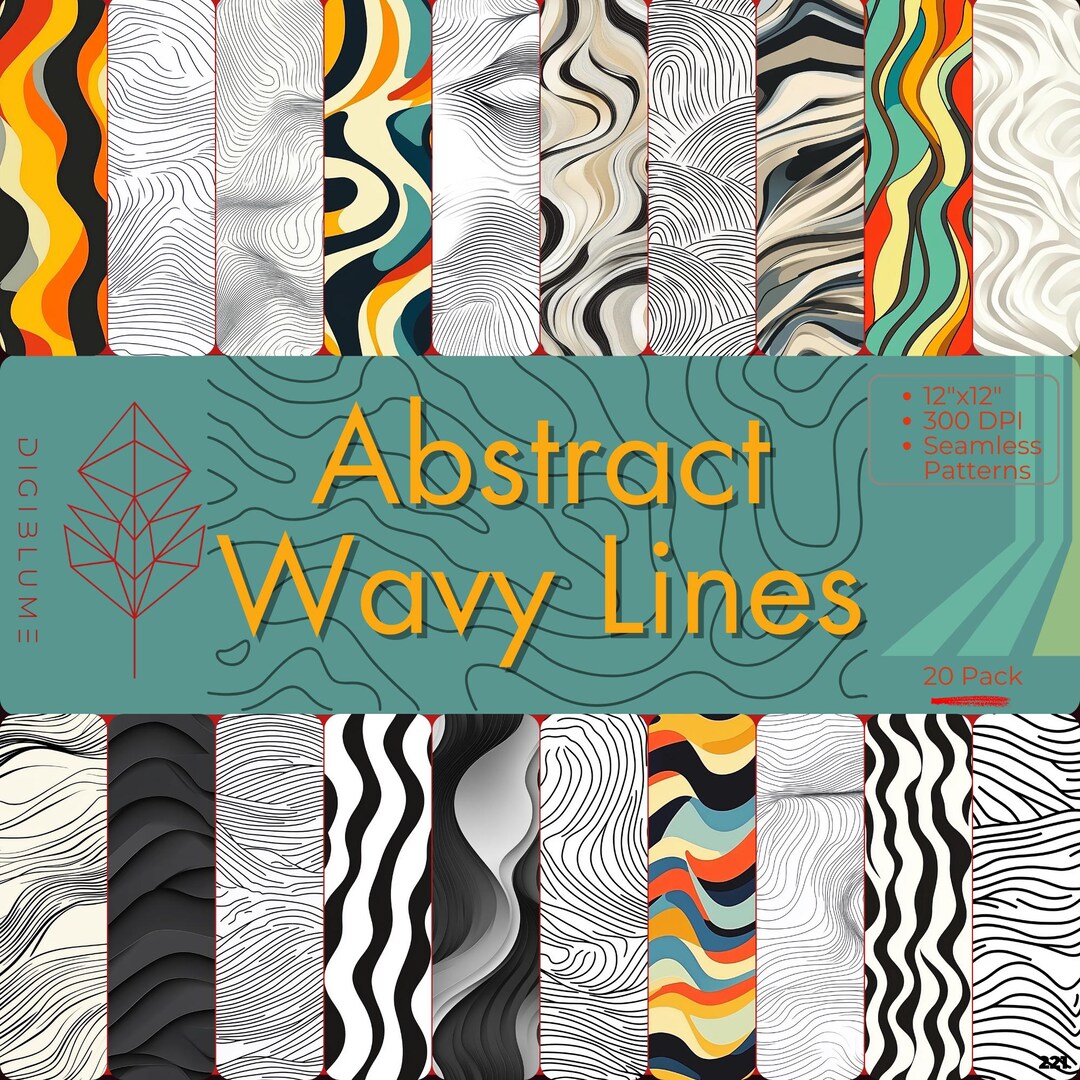 Wavy Line Pattern Digital Paper: Abstract Flowing Backgrounds (JPEG) - Etsy
