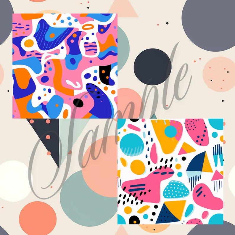 Stylish Mid-century Modern Seamless Patterns for Unique Craft and ...