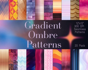 Gradient Ombre Patterns | Seamless Blended Designs | Seamless Digital Scrapbooking Printable Paper