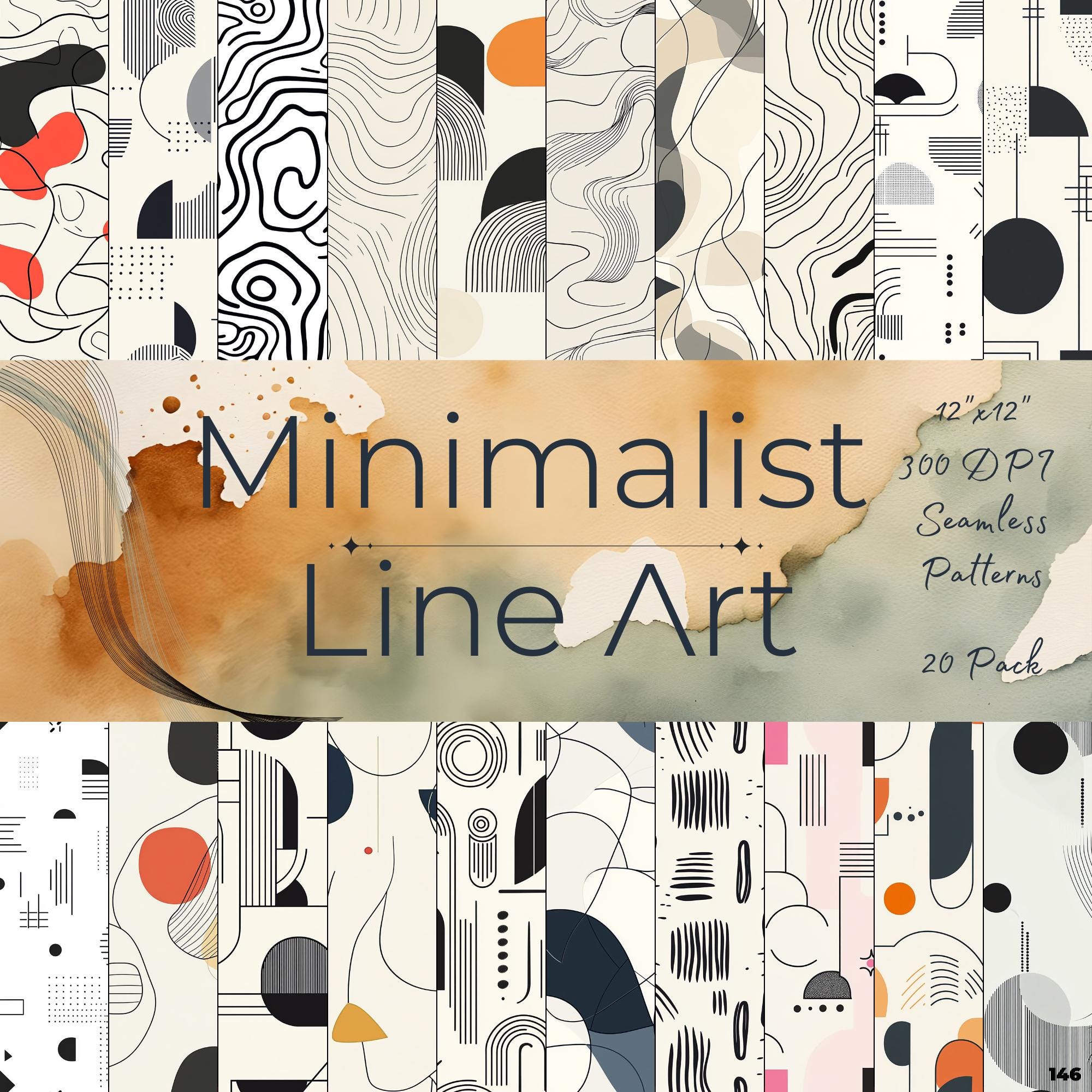Minimalist Line Art Seamless Pattern for Modern Projects - Etsy