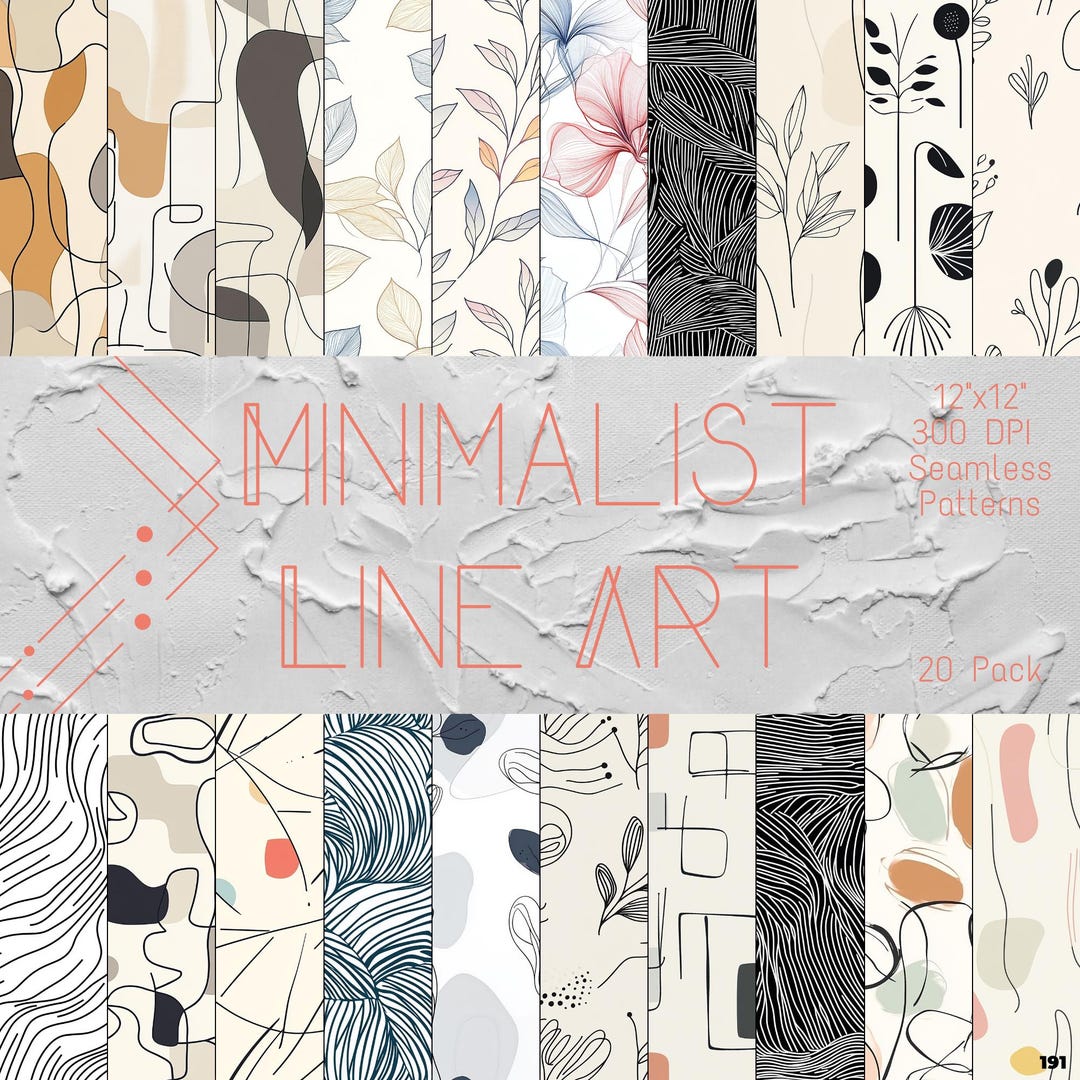 Minimalist Line Art Patterns | Modern Seamless Digital Designs - Etsy