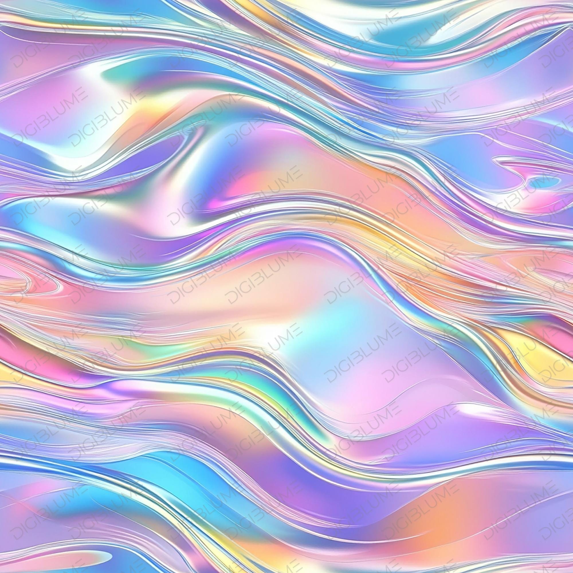 Iridescent Holographic Seamless Patterns | Pastel & Futuristic Liquid ...