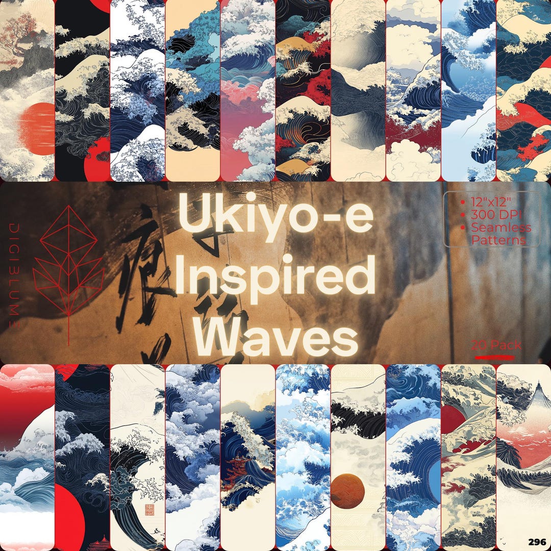 Ukiyo-e Inspired Waves Digital Paper – Seamless Traditional Japanese ...