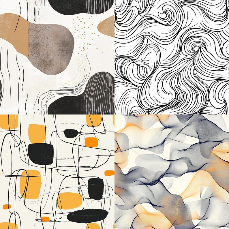 Abstract Line Art Patterns | Minimalist Continuous Designs - Etsy Australia