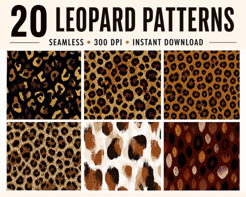 Leopard Seamless Pattern Pack | 20 Animal Print Digital Papers (instant ...