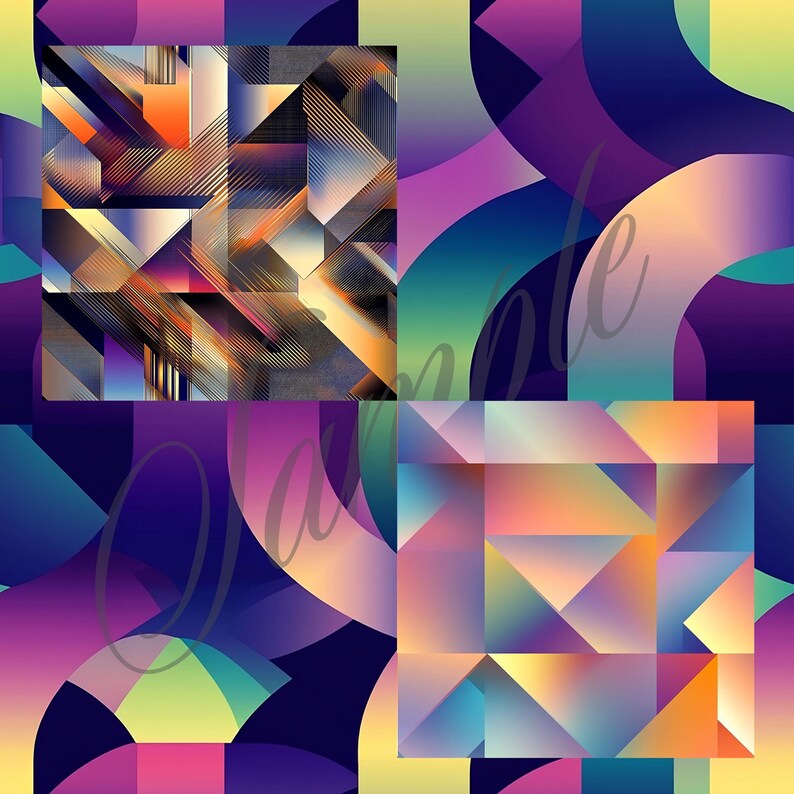 Gradient Geometric Patterns | Modern Seamless Digital Art - Etsy