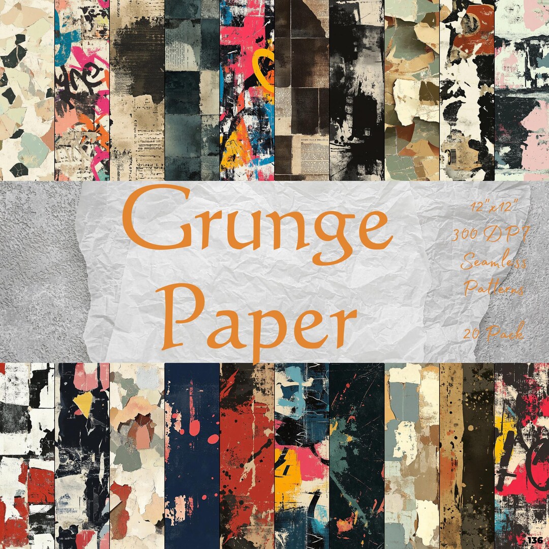 Grunge Seamless Patterns Torn Posters Distressed Textures Digital ...