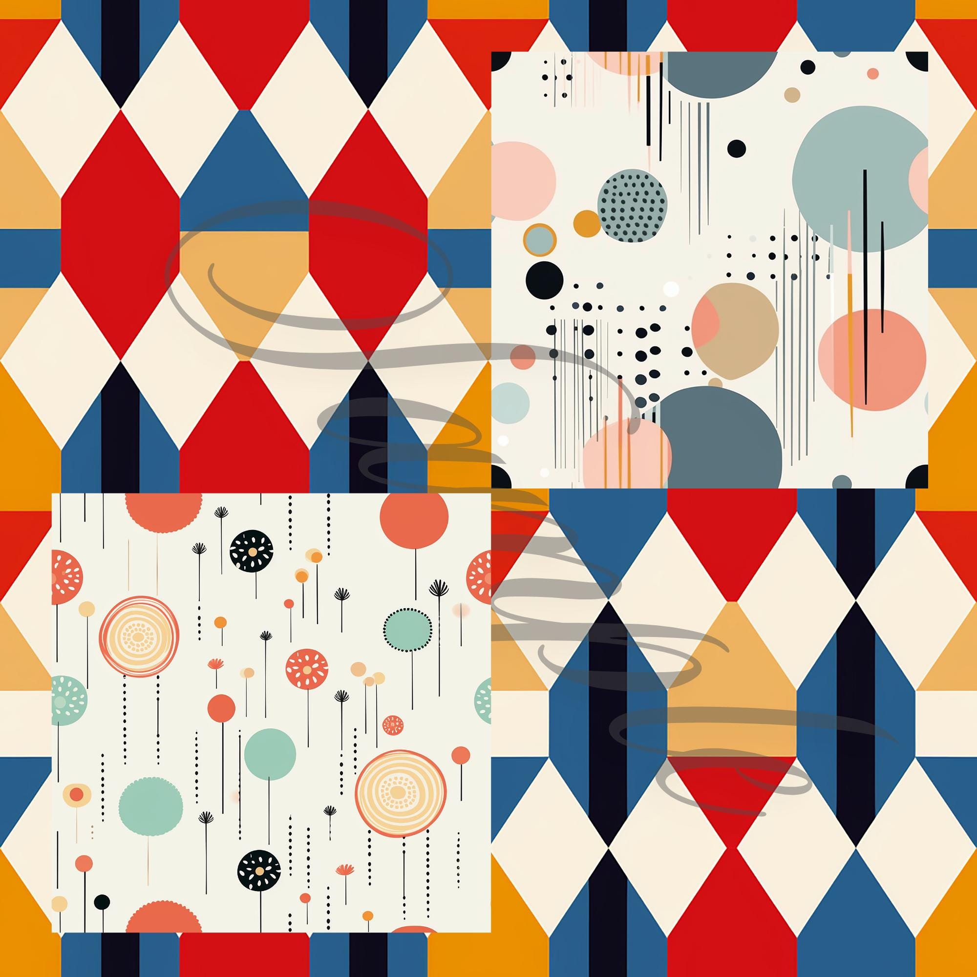 Stylish Mid-century Modern Seamless Patterns for Unique Craft and ...