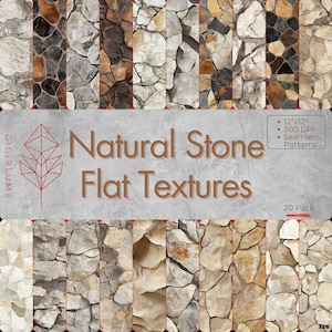 Natural Stone Texture Digital Paper: Earthy Rock Backgrounds (12x12 Inches)