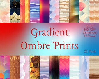 Patrones degradados ombré / Transiciones de color suaves y perfectas / Diseños digitales para manualidades de scrapbooking