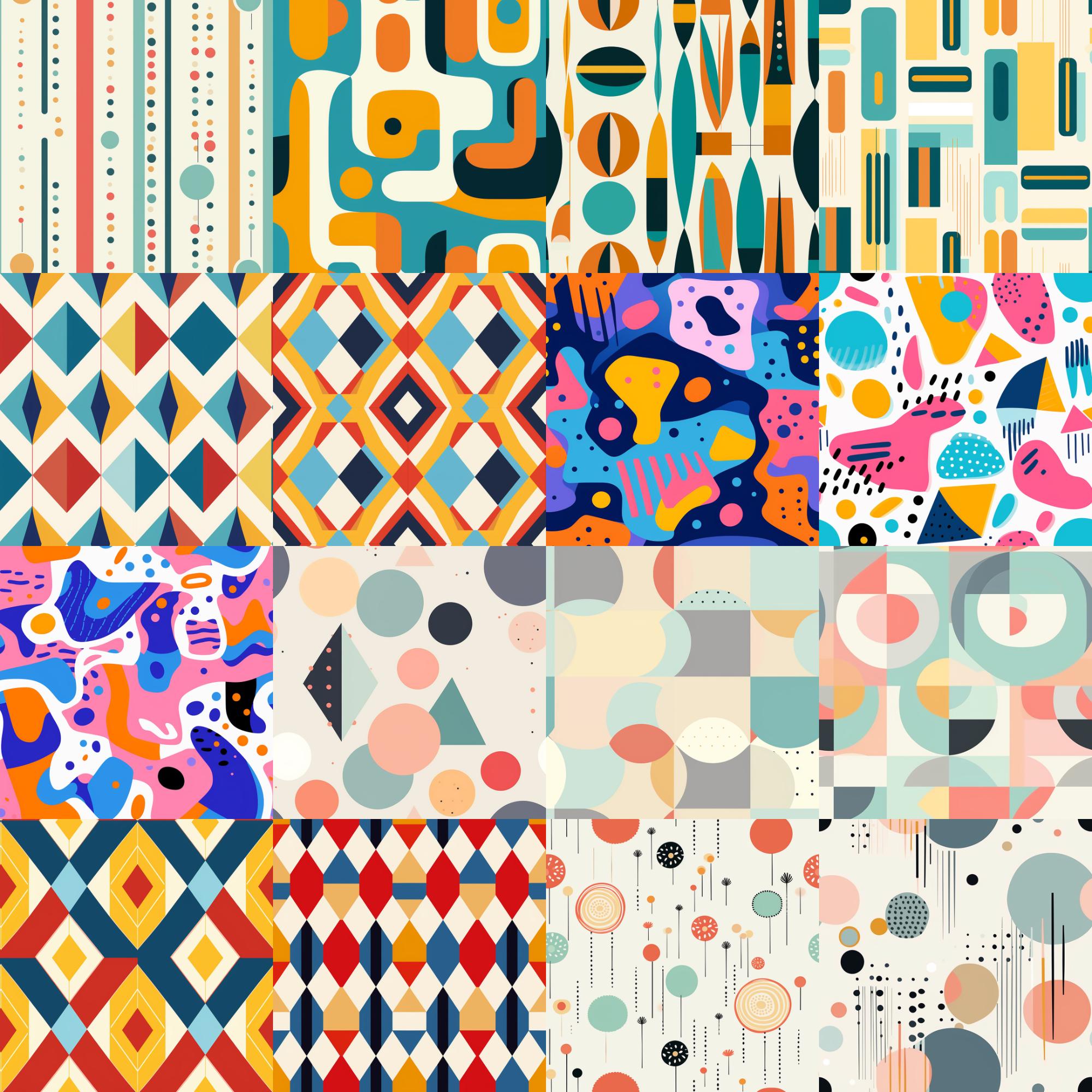Stylish Mid-century Modern Seamless Patterns for Unique Craft and ...