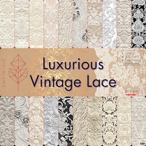 Luxuriöse Vintage Spitze Nahtloses Digitales Papier | Elegante barocke und viktorianische Spitze Hintergründe für Handwerk und Hochzeiten