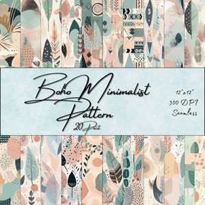 Boho Seamless Digital Paper: Minimalistisches Pattern Pack (Digitaler Download)
