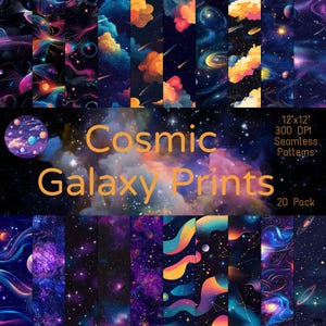 Kosmische melkwegpatronen | Levendige nevel- en ruimteontwerpen | Digitale sterrenprint