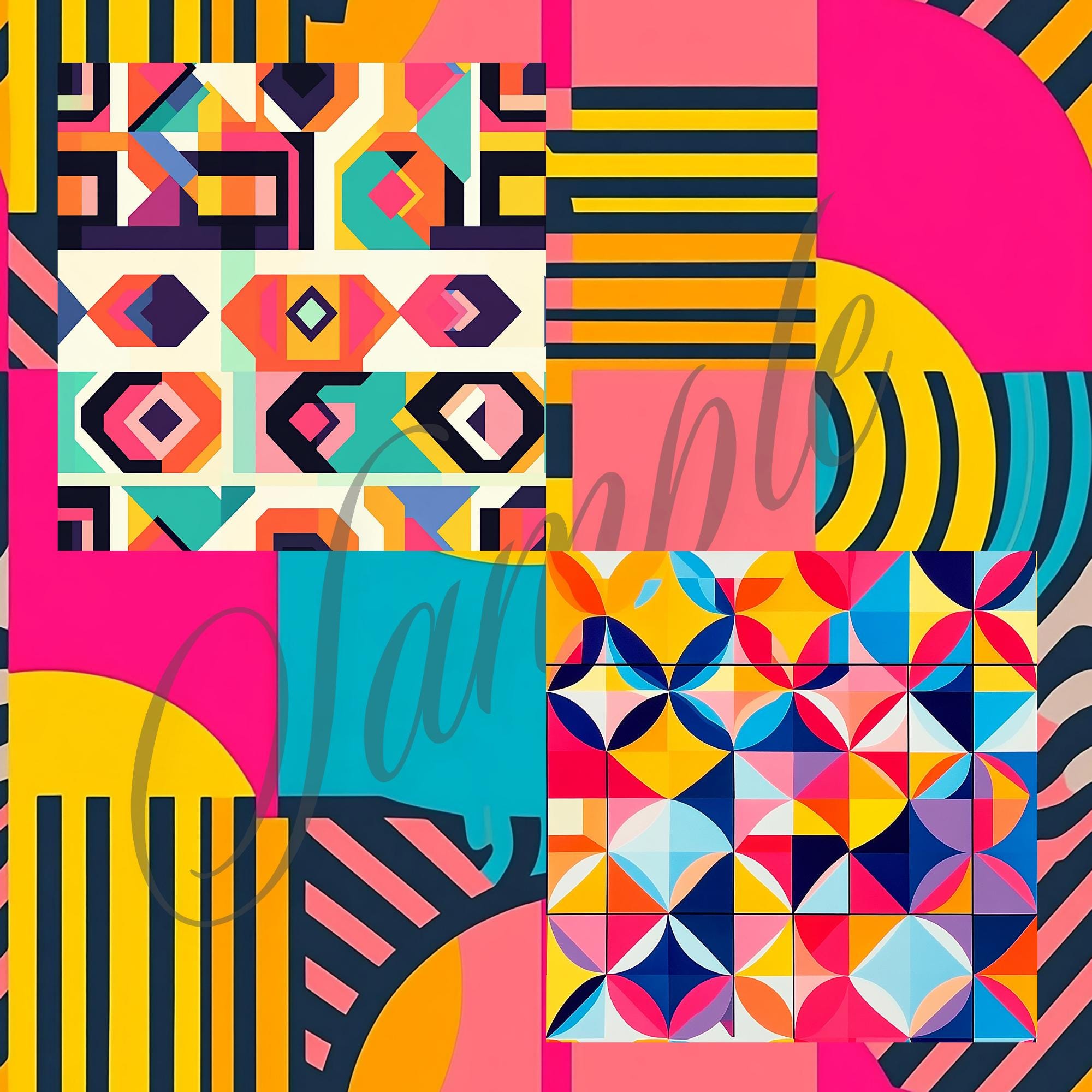 80e Pattern Neon Geometric 80s Retro Pattern for Decor & Crafts - Etsy