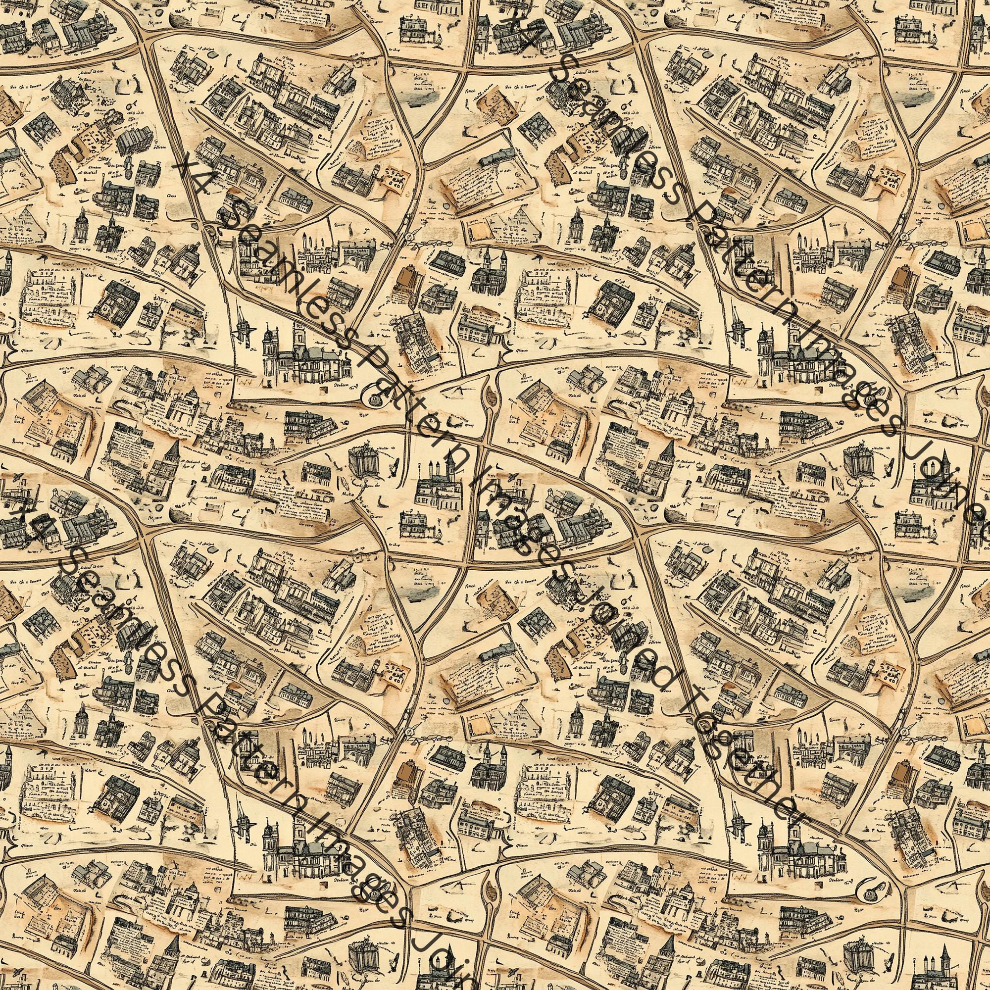Old Map Pattern Vector Vintage Map Patterns | Antique Cartography Design | Digital Fantasy Map ...