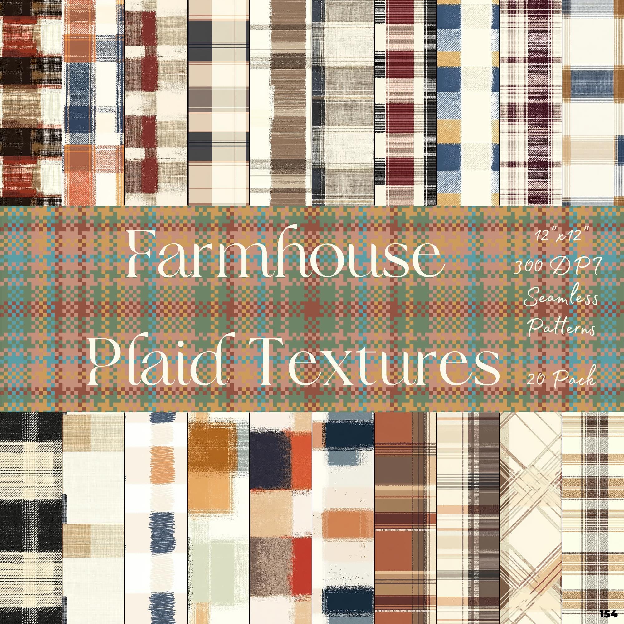 Farmhouse Plaid Seamless Pattern for Quilting & Crafts