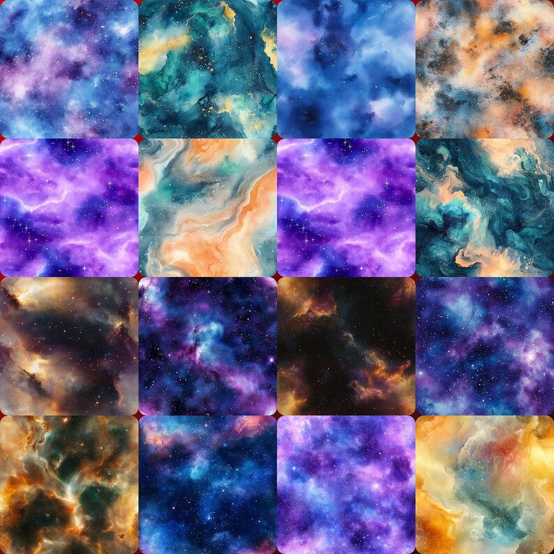 Cosmic Watercolor Galaxy Seamless Digital Paper | Celestial Nebula ...