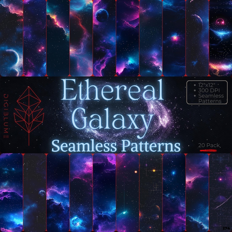 Galaxy Scrapbook Paper Bundle Seamless Starry Sky Patterns Celestial ...