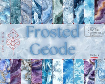Icy Geode Seamless Pattern Crystal Frost Texture Winter Digital Download