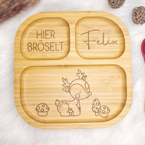 Personalisierter Kinderteller mit Saugnapf | personalisiertes Taufgeschenk | Babygeschenk | personalisiertes Besteck | Geburtstag