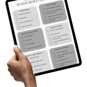 Lista de verificación para la rutina de reinicio del domingo, plantilla de productividad estética, PDF imprimible + Canva editable
