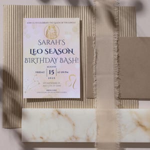 Leo Season Birthday Invitation – Editable Zodiac Party Invite – Gold Glam Leo Birthday Template – Digital Download