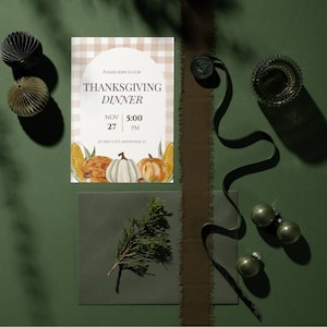 Thanksgiving Dinner Invitation, Fall Floral Party Invite, Printable Autumn Gathering Card, Friendsgiving Editable Template