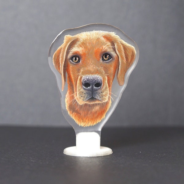 Personalisierter Standee Haustier handgezeichnet - Aufsteller Hund Katze Porträt Ständer individuell - Buntstiftzeichnung realistisch Tier