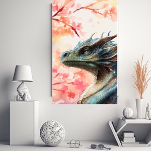 Majestic Sakura Cherry Blossom Dragon Wall Art Minimalist Statement Piece Handmade Gift Home Decor