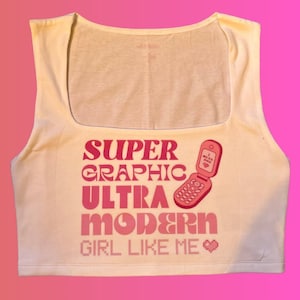 Super Graphic Ultra Modern Girl Cropped Tanktop