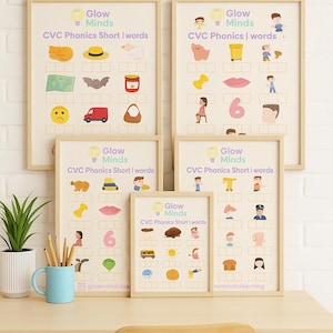 Grundlegendes CVC Phonics Lernpaket Poster für Kinder 4-5