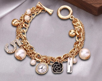 Camellia flower Gold, Silver Bracelets for women Pendant Jewelry Perfect Gift for Friends