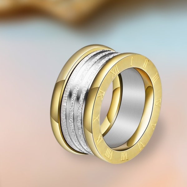 Anello in oro e argento con numeri romani: un'aggiunta lussuosa alla tua collezione di anelli da donna in acciaio inossidabile dei migliori marchi di moda