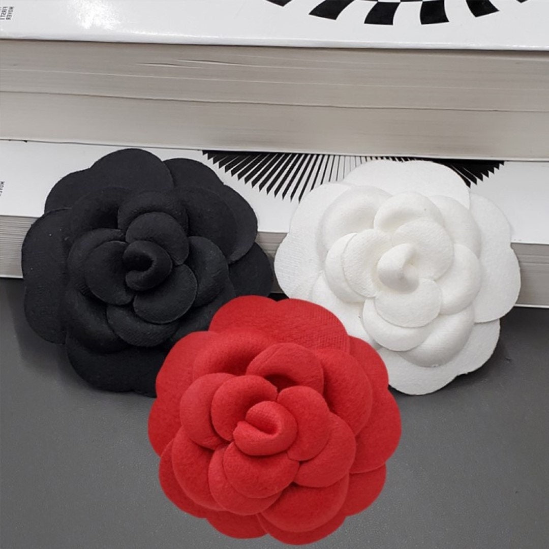 Fabric Camellia Flower Brooches for Suit Sweater Corsage Lapel 