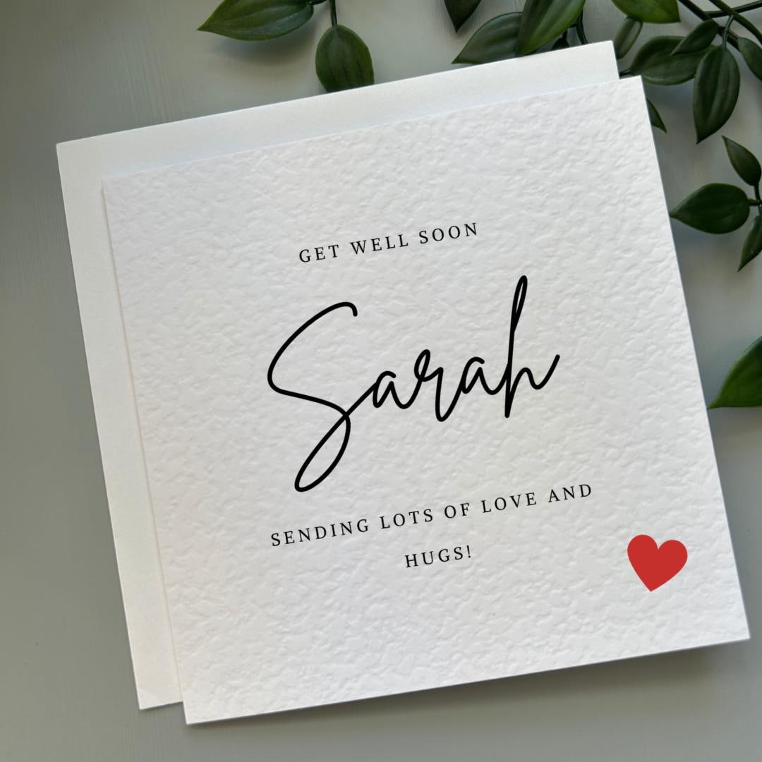 Personalised Get Well Soon Card: Custom Minimalist Hammer Sending Love ...