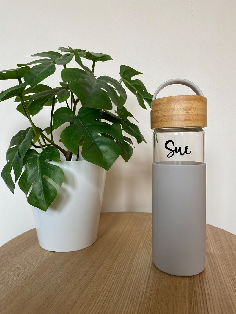 Personalised Glass Water Bottle Silicone personalised Water Etsy UK