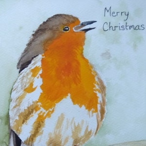 Robin pintando cartão de Natal