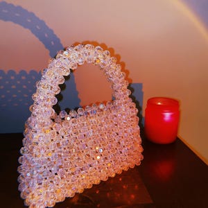 Transparent evening bag, Shiny purse, Crystal clutch bag, Beaded Bag, Crystal Bag, Beaded Shoulder Bags, Daily Party Purse Bag