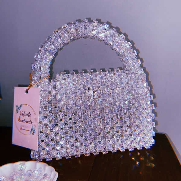 Transparent evening bag, Shiny purse, Crystal clutch bag, Beaded Bag, Acrylic Crystal Bag, Beaded Shoulder Bags, Daily Party Purse Bag