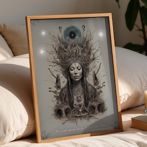 Shaman Woman Art Print, Earth Speaks, Bohemian Decor (Digital Download)