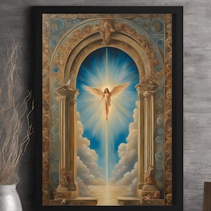 Angelic Ascension Art Print, Heaven Wall Art, Angel Wall Art, Angel Decor, Spiritual Art, Peaceful Art, Angel Gift, Heaven Door Poster
