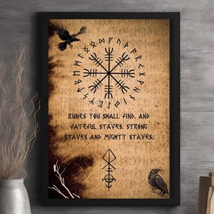 Impressão artística Viking Vegvisir: Pôster de runas nórdicas (download digital)