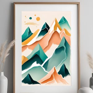Mountain Digital Print, Mountain Landscape Drawing, Mountain Line Print, Mountains Landscape Poster, Minimalist Art Print, Mountain Poster