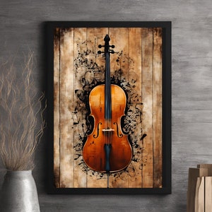 Vintage Violin Art Print: Rustic Music Room Decor (Digital Download)