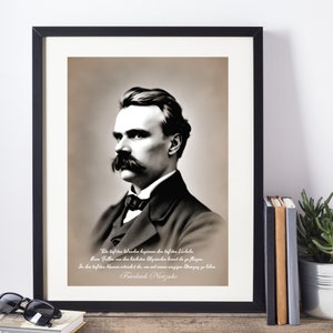 Vintage Nietzsche Portrait Poster: Philosophy Quote Art (Digital Download)