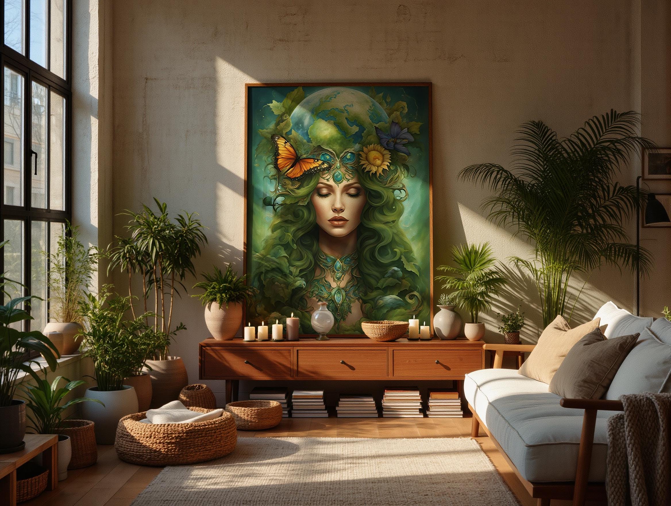 Gaia Goddess Art Print: Botanical Mother Earth Poster (digital Download ...