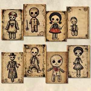 Vintage Voodoo Dolls Art Prints: Spooky Gothic Decor (Digital Download)