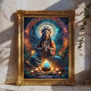 Shamanic Journey Digital Art, Spiritual Shaman Art, Shaman Ritual, Spiritual Healing Art, Mystic Shaman Print, Spiritual Art, Shamanic Art