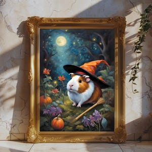 Poster heks cavia: Halloween grillige kunst (digitale download)